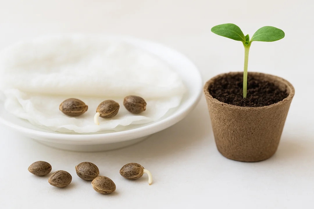 Keimende Cannabissamen in der frühen Anzucht