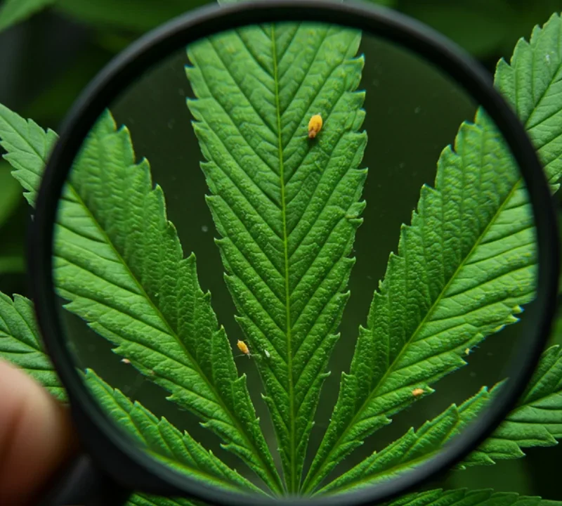 Cannabis-Pflanze mit gesunden Blättern