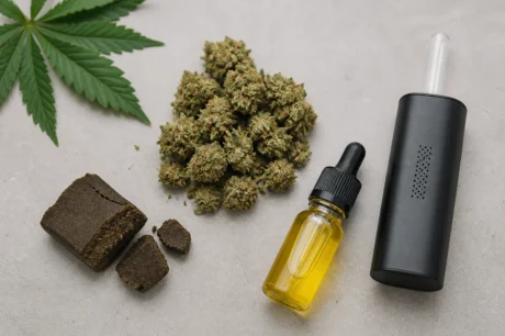 Cannabisprodukte wie Blüten, Haschisch, Öl und Vaporizer